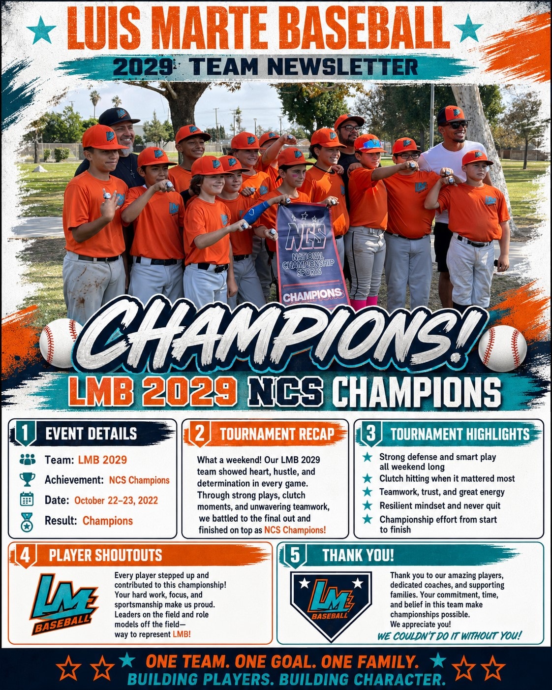 LMB 2029 NCS National Championship Sports Champions – Oct 22–23, 2022