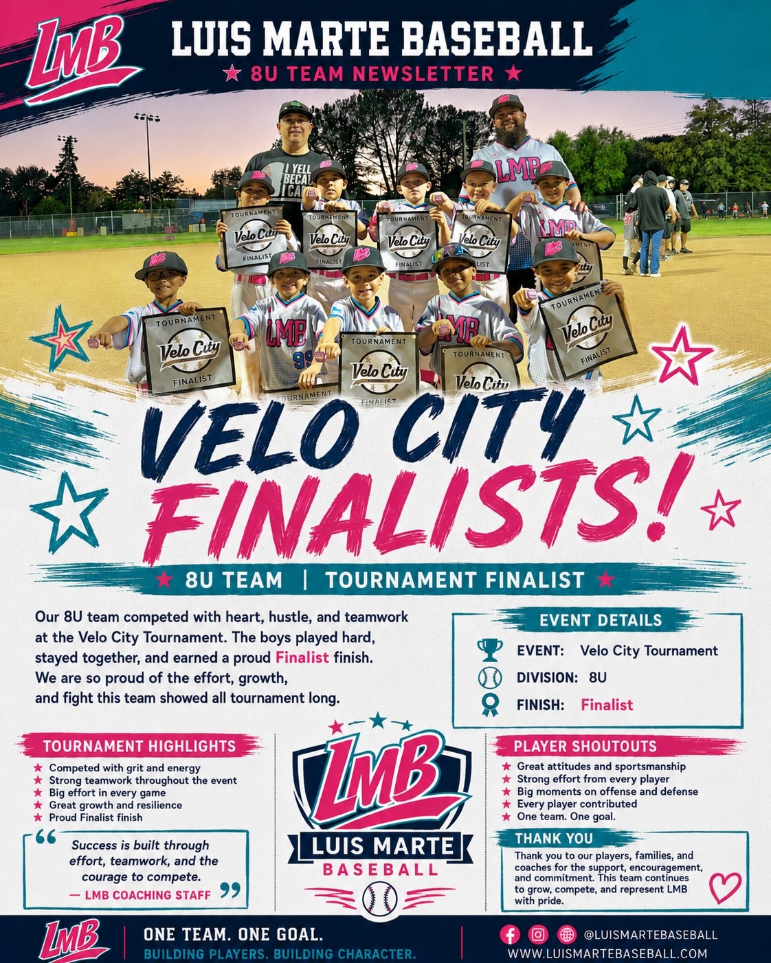 LMB 8U Velo City Tournament Finalists